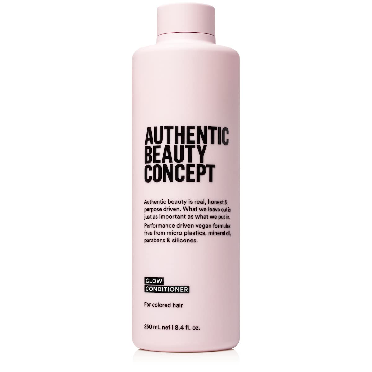 Authentic Beauty Concept Glow Conditioner bottle shows color-preserving hydration for color-treated hair.