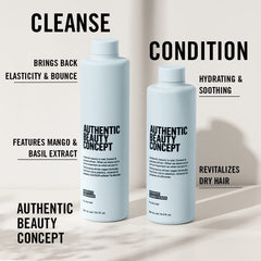 Authentic Beauty Concept Hydrate Conditioner application on hair for detangling and smoothness