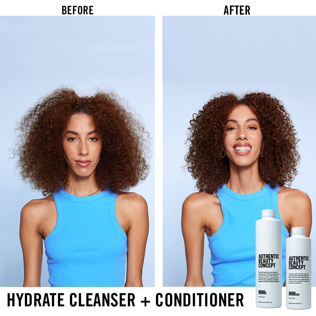 Authentic Beauty Concept Hydrate Conditioner dispense pump demonstrates controlled application