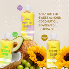 Autumn Shower bath scene with oils added to tub for a relaxing soak.