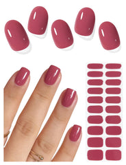 AutyaMee semi-cured nail strips in a Dry Rose Red box for at-home manicure