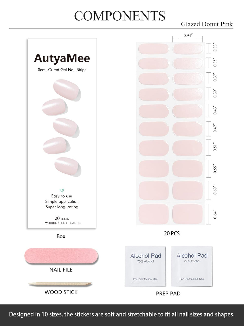 AutyaMee prep pads, file, and stick help easy application