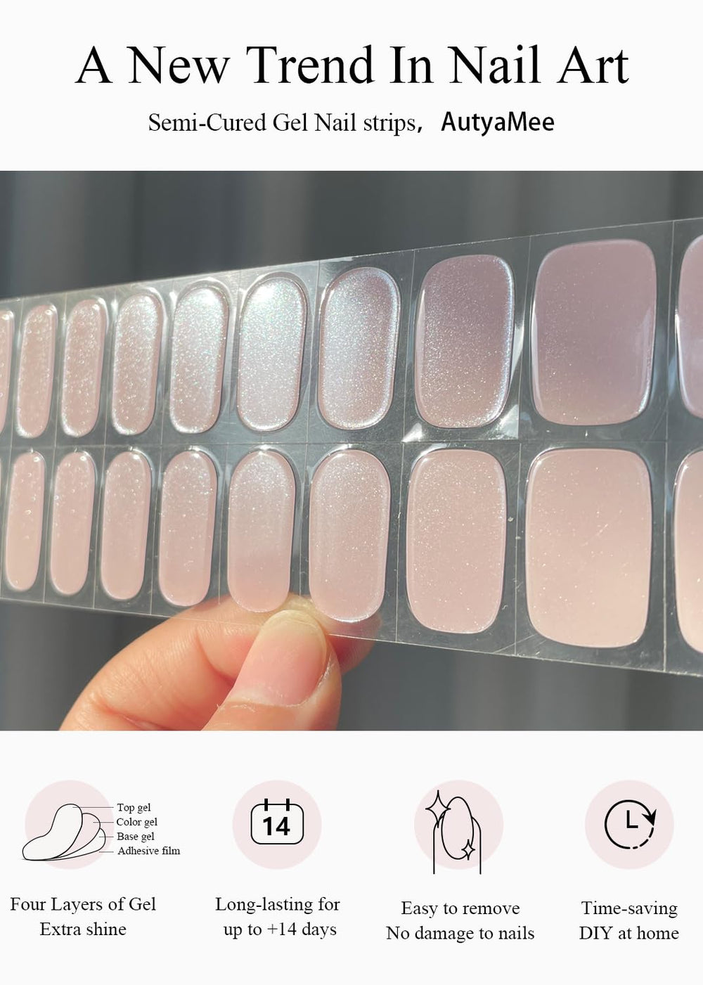 AutyaMee chrome gel strips add reflective shine and style