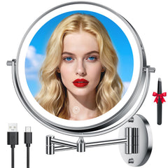Auxmir 10-inch large-view mirror provides wide-angle visibility for full-face makeup.