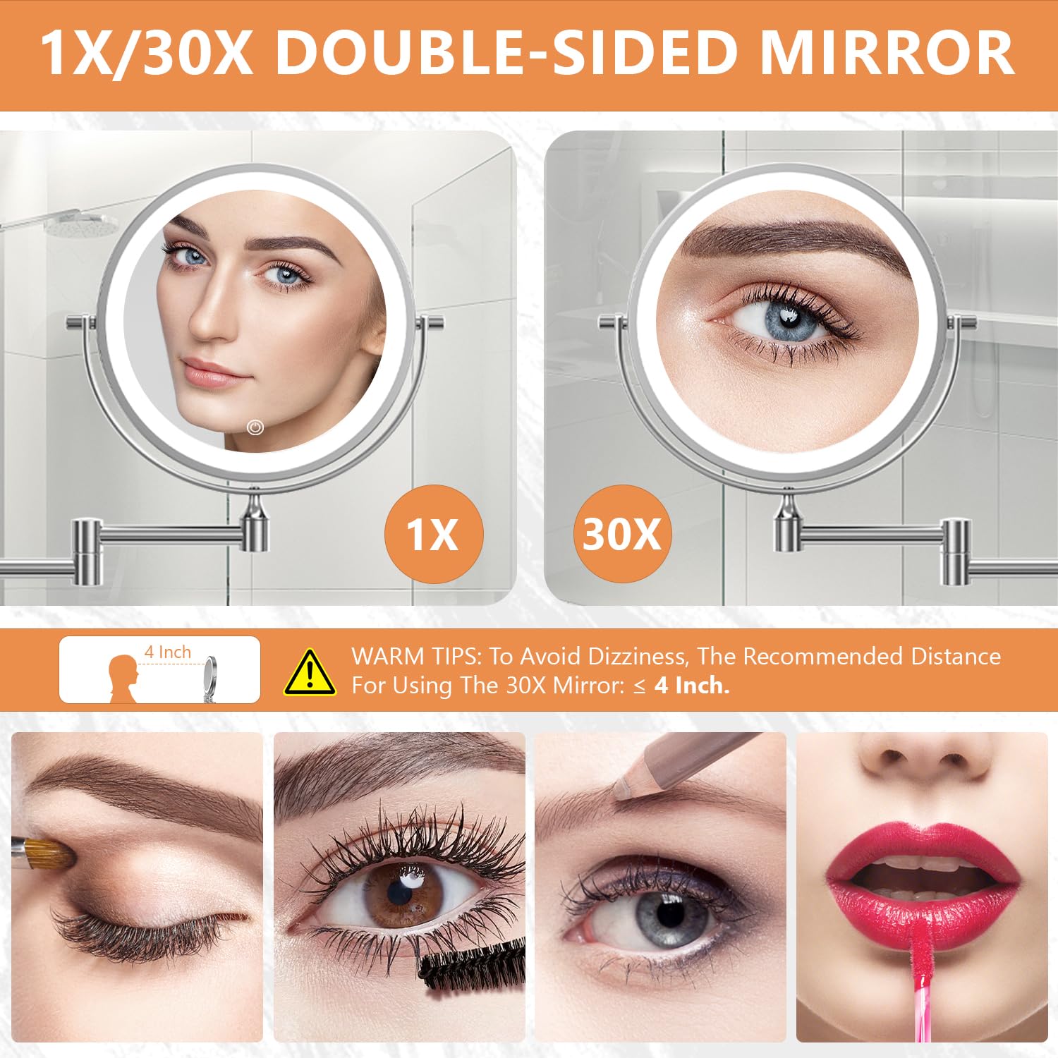 Auxmir 14-5 inch arm extendable makeup mirror enabling flexible daily grooming