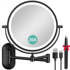 Auxmir 1X/20X double-sided makeup mirror for natural and detailed makeup