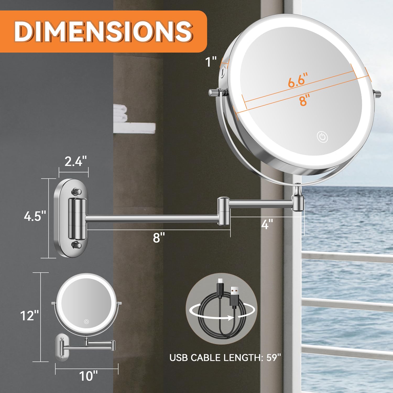 Auxmir 20x magnifying side for precise brow shaping and eyeliner.