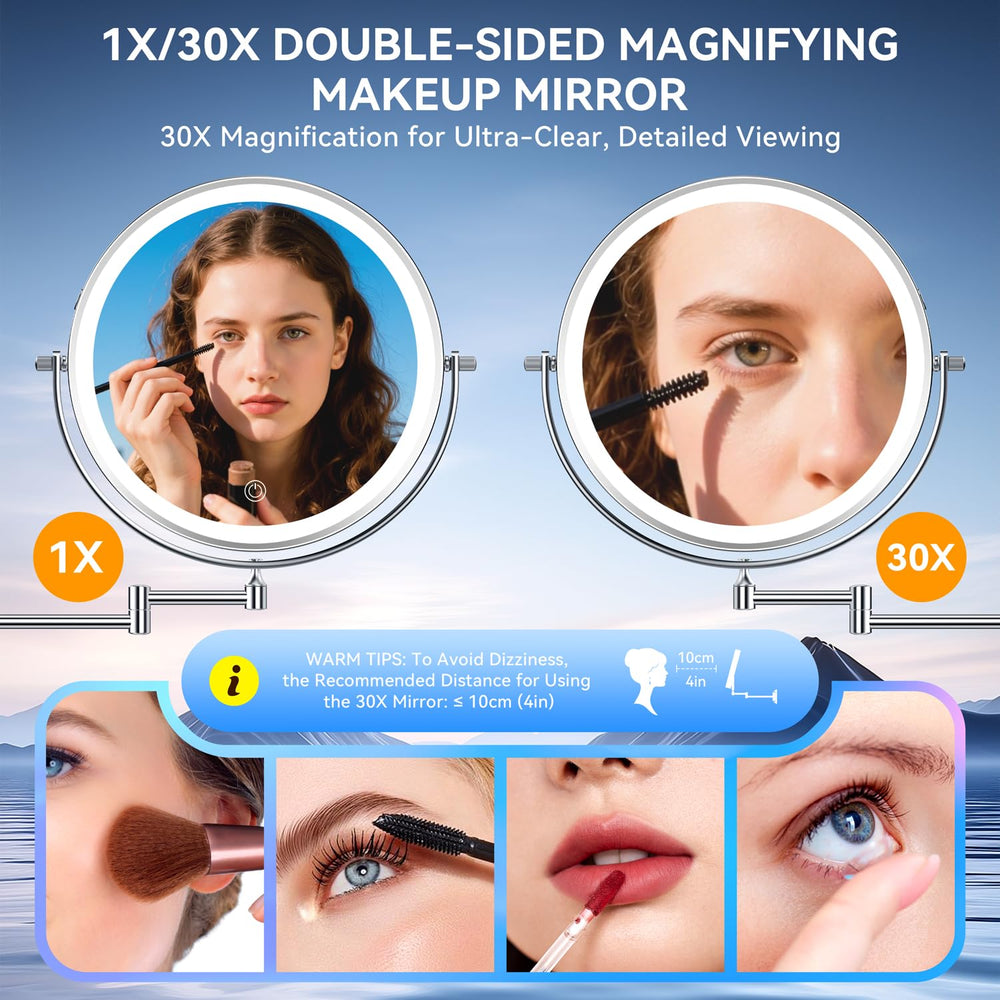 Auxmir 30x detail view supports precise eyebrow shaping.