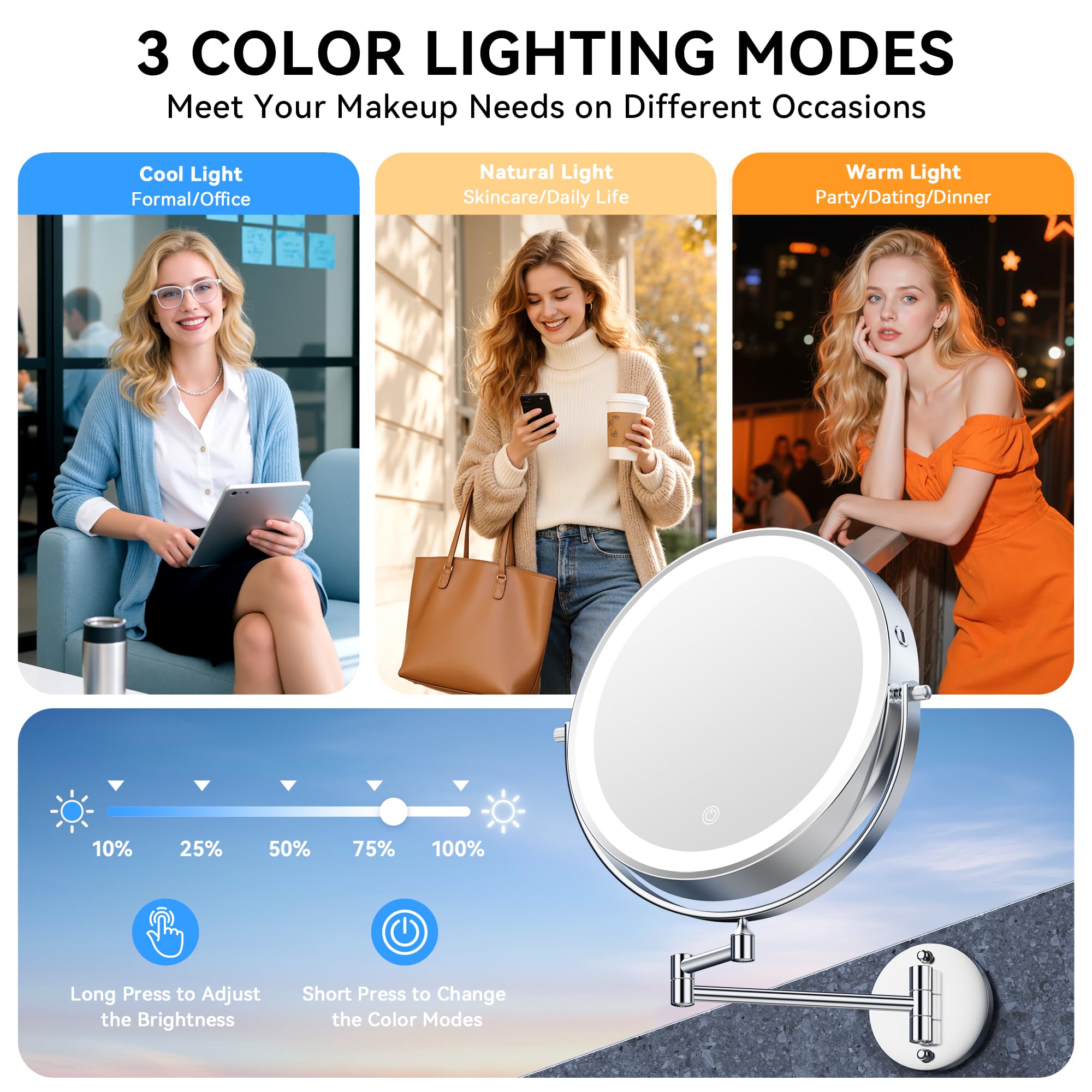 Auxmir LED light panel with 3 color modes enhances lighting for day to night routines.