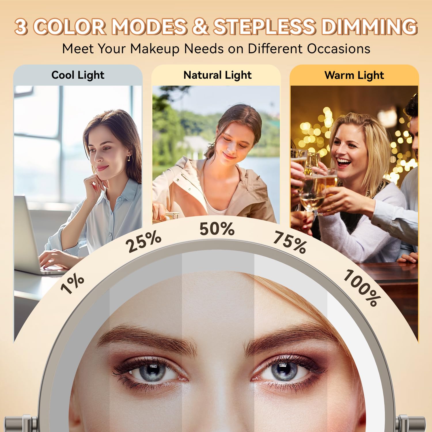 Auxmir makeup mirror 30X magnifying side helps precise detail work.