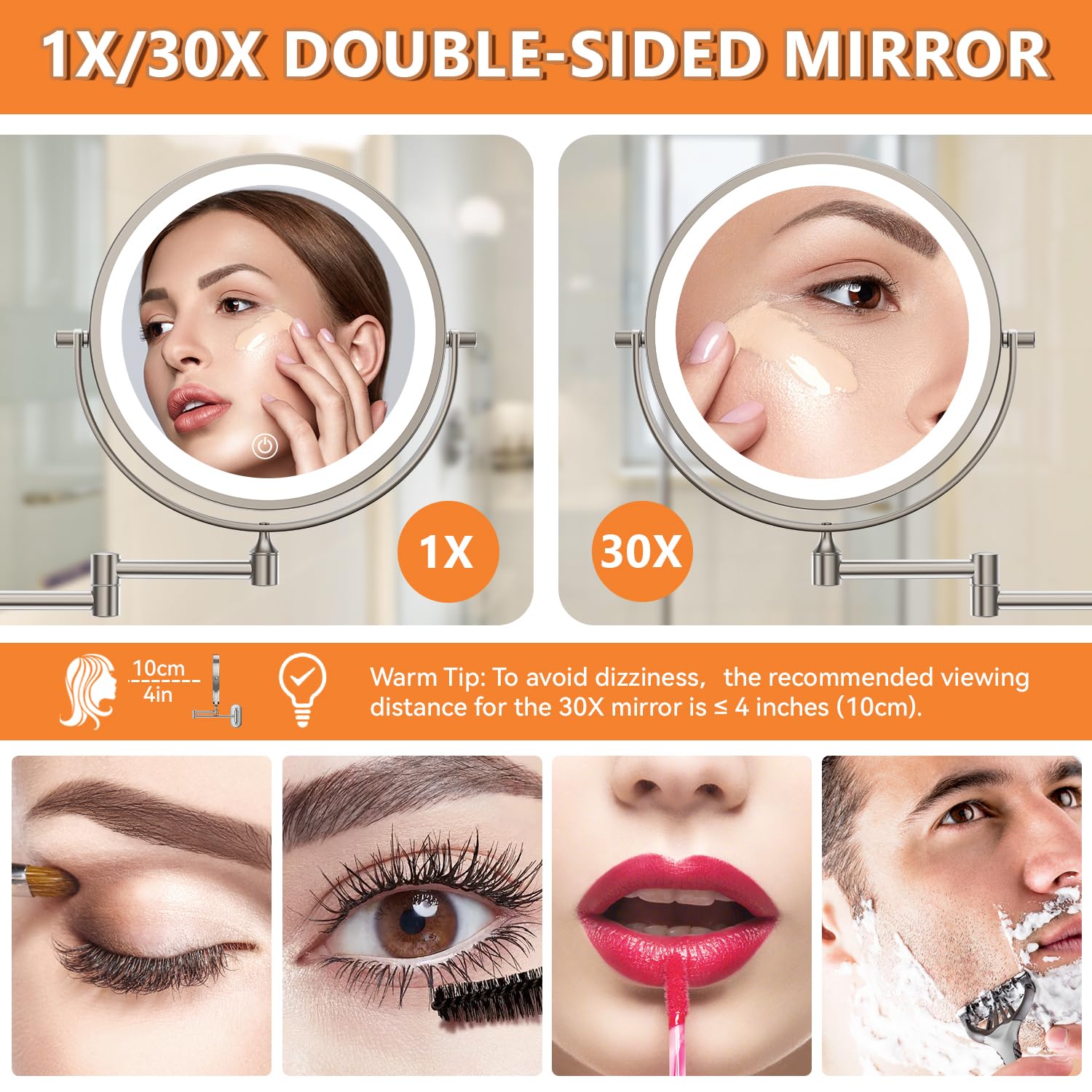 Auxmir makeup mirror 360-degree rotation enables full-angle positioning during routines.