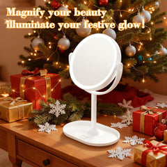 Auxmir makeup mirror with independent side controls for brightness and color adjustment