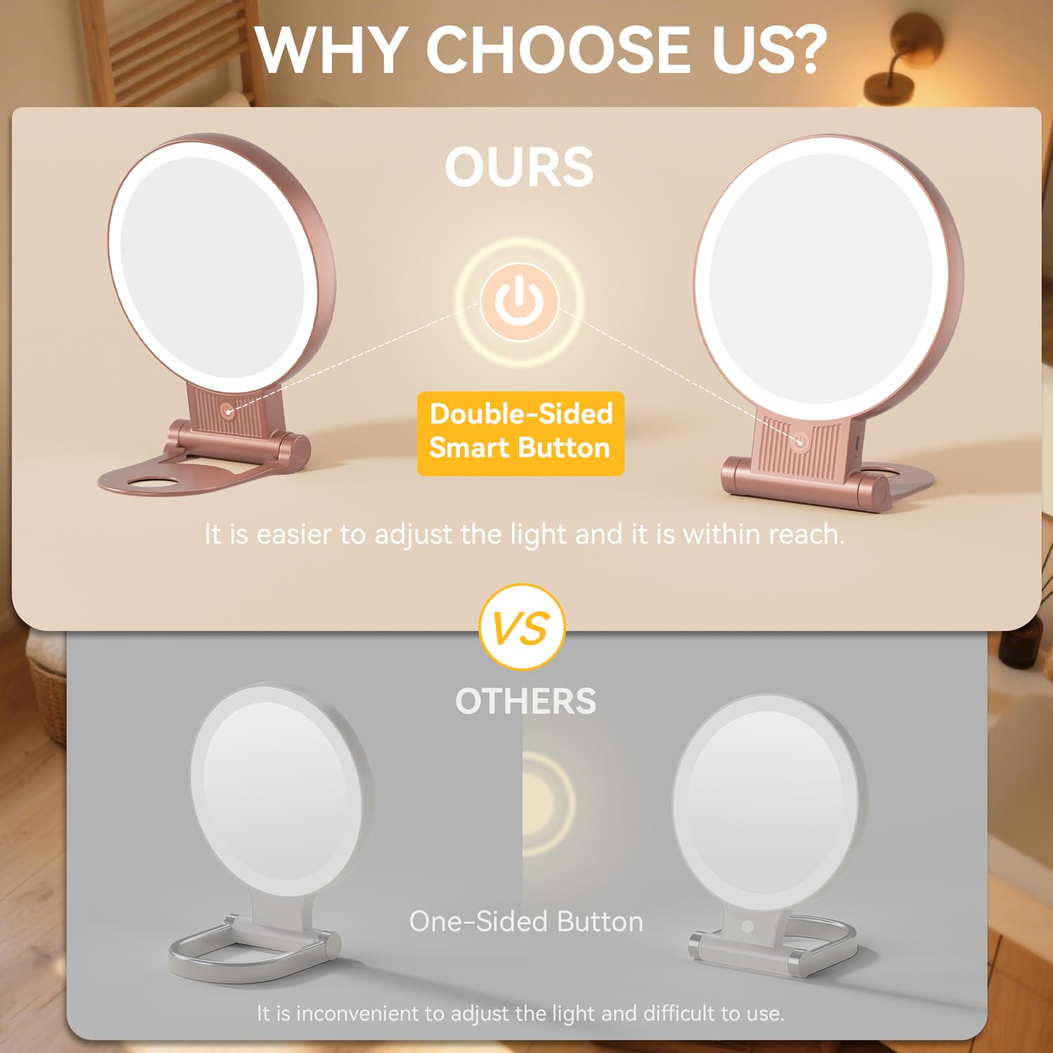 Auxmir portable desk and wall-mount ready mirror