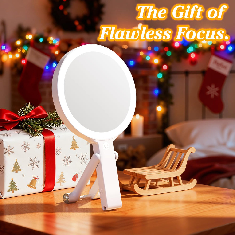Auxmir travel makeup mirror lighting with three color temperatures and brightness options