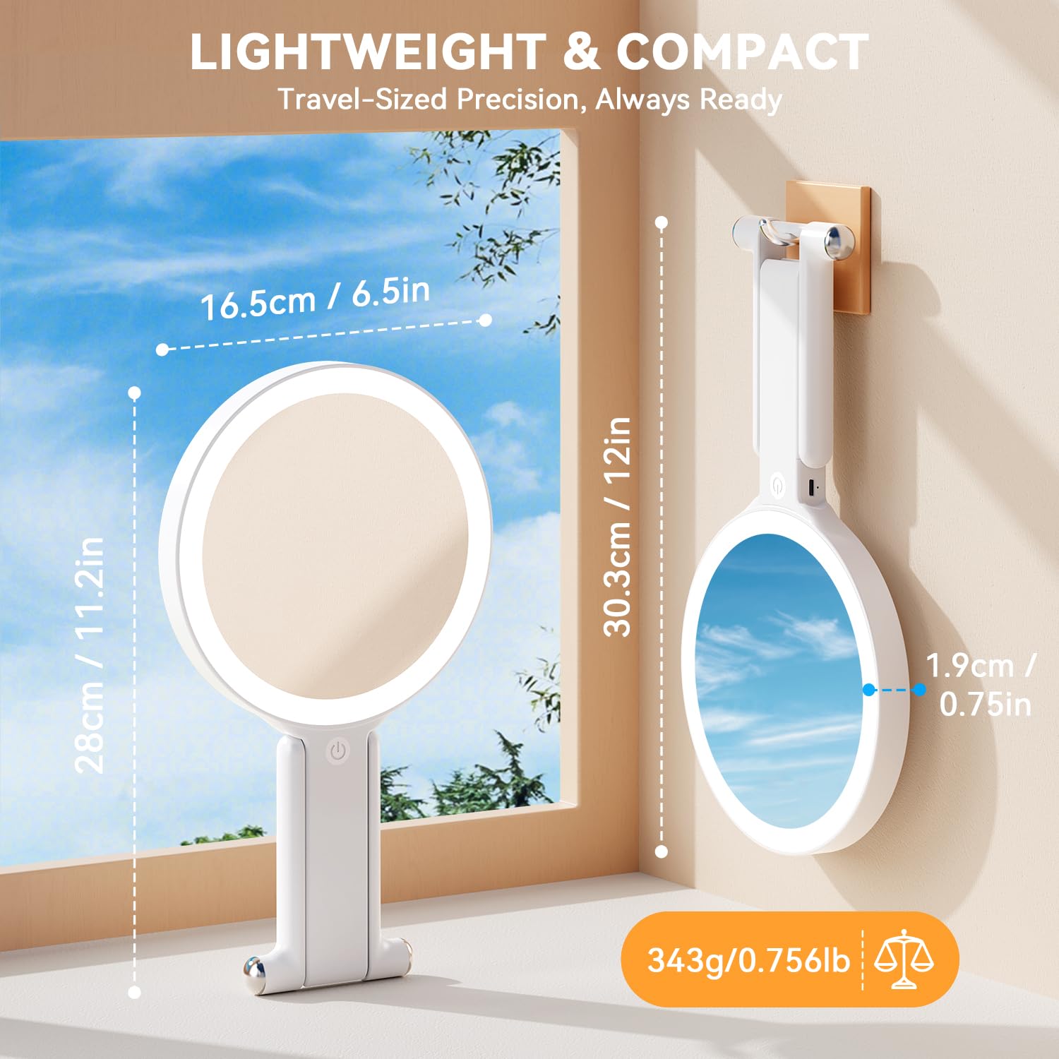 Auxmir travel makeup mirror 30x close up view for fine details