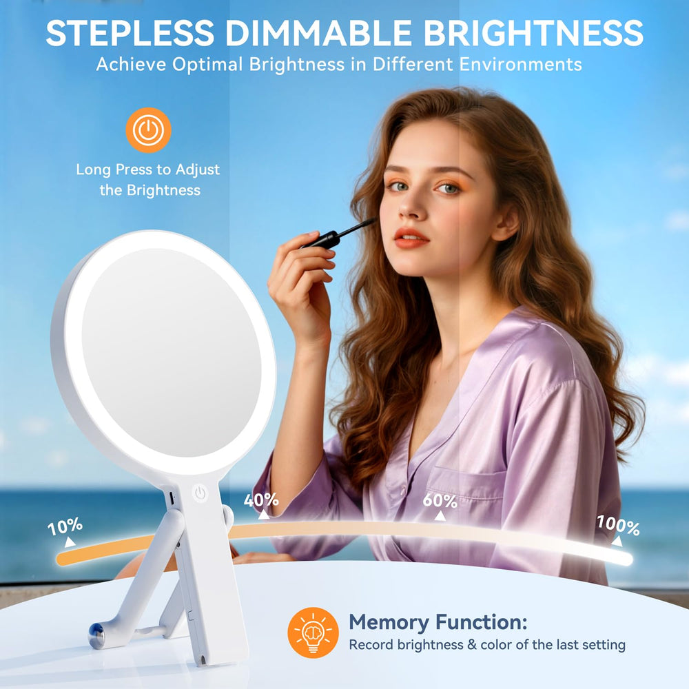 Auxmir travel makeup mirror portable three way use in handheld, tabletop, hanging
