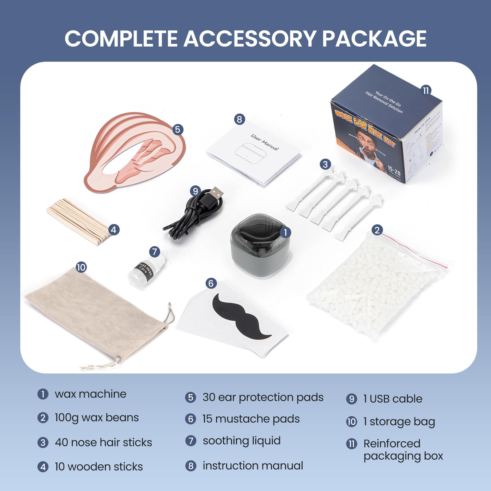 AUZEAL Nose Wax Kit includes 40 sticks for quick touches