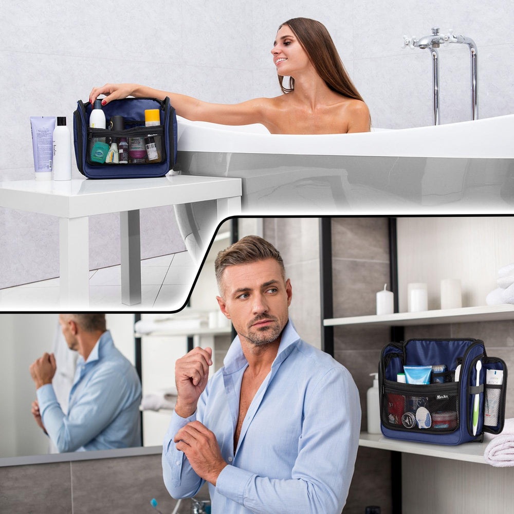 AvaJex travel toiletry bag with 19 compartments ideal for separating bottles and tools