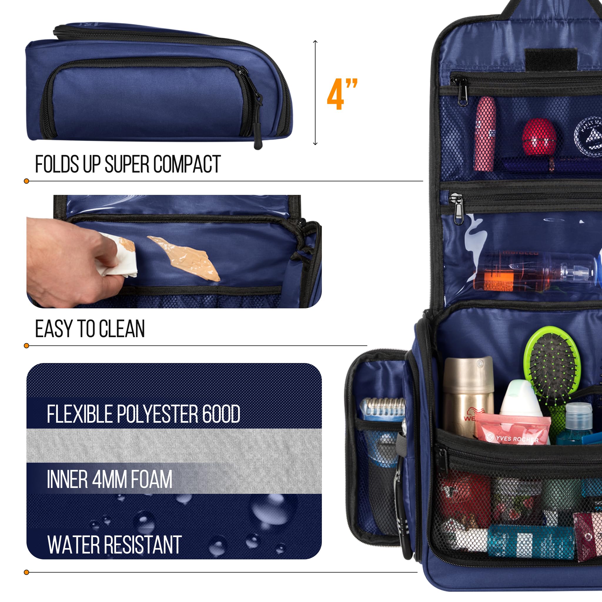 AvaJex travel toiletry bag metal XXL hook for hanging in bathrooms