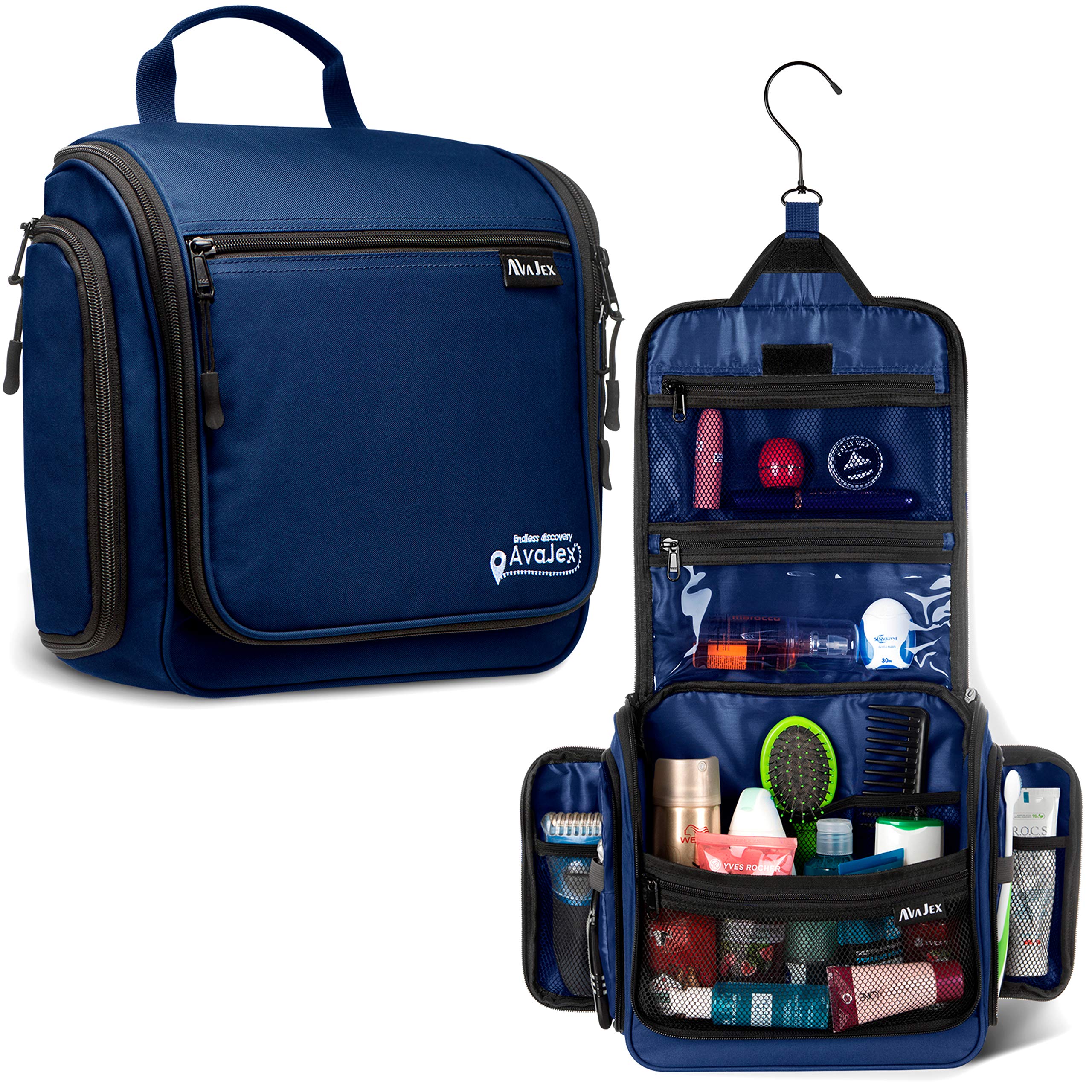 AvaJex travel toiletry bag outside view highlights sturdy construction for organized travel