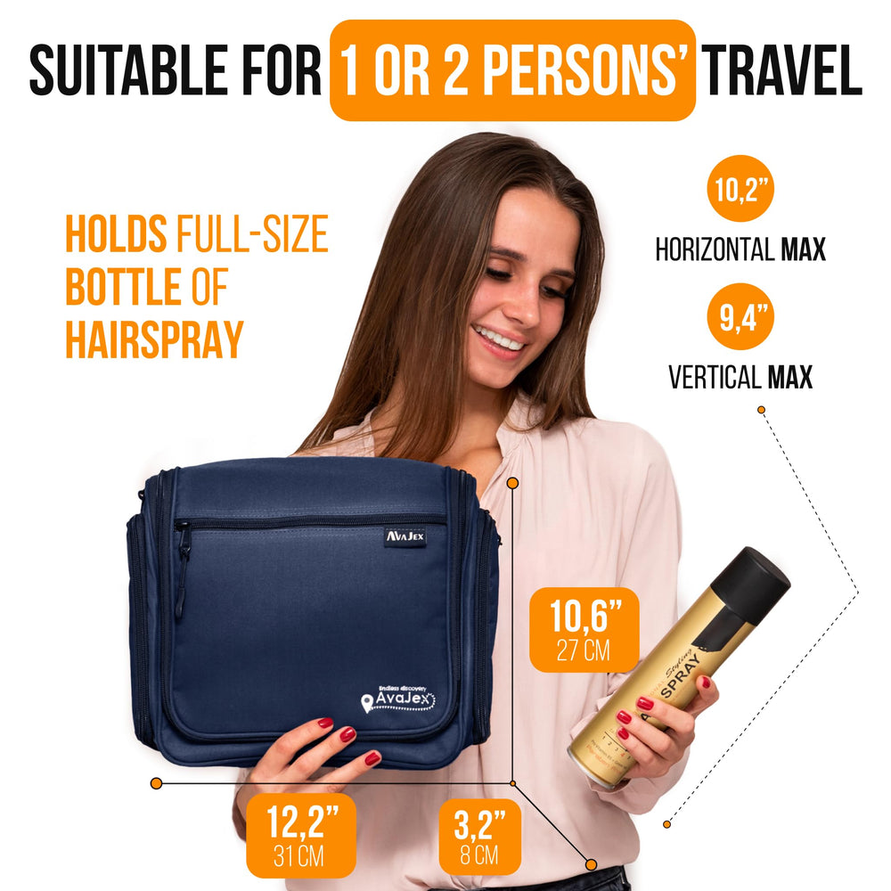 AvaJex travel toiletry bag waterproof lining protects belongings from leaks