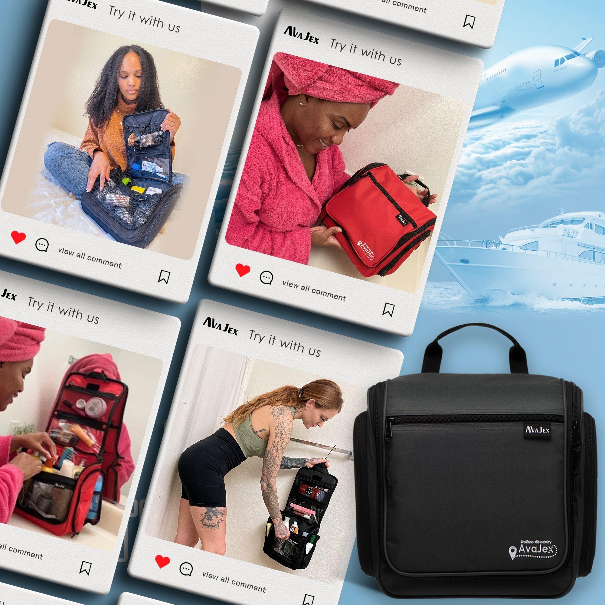 AvaJex unisex travel toiletry bag suits both men and women.