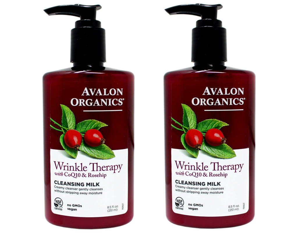 Avalon Organics CoQ10 cleansing milk bottle front view for a gentle daily cleanse.