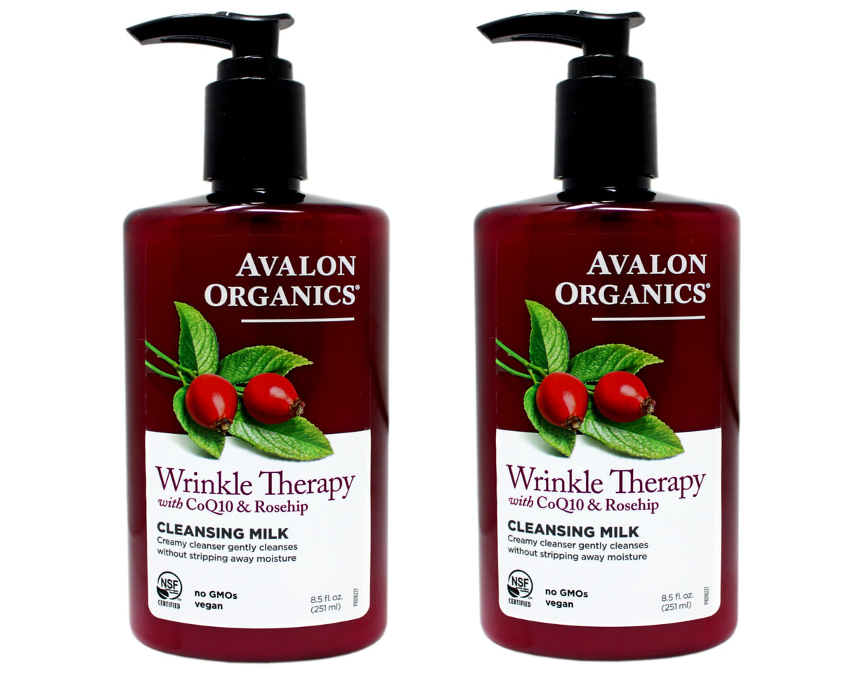 Avalon Organics CoQ10 cleansing milk bottle front view for a gentle daily cleanse.