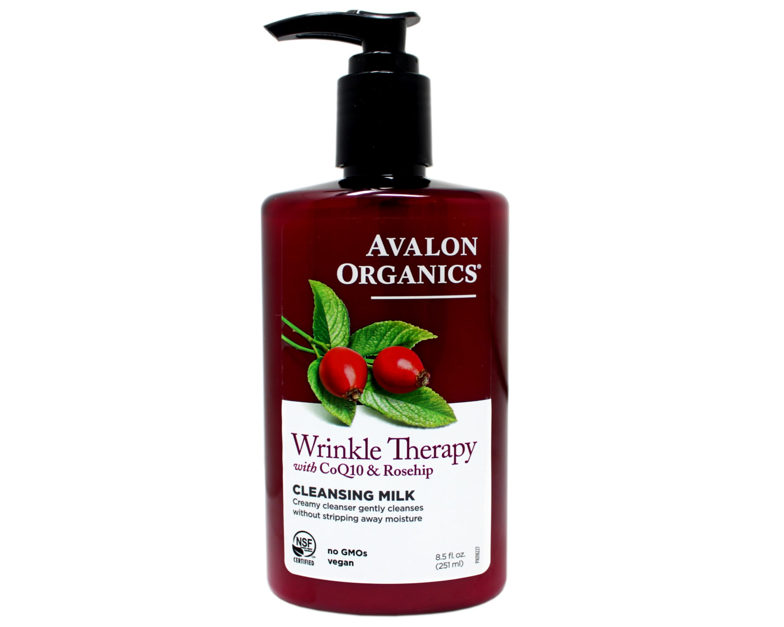 Avalon Organics CoQ10 cleansing milk texture close-up showing creamy lather for hydrating cleanse.