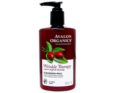 Avalon Organics CoQ10 cleansing milk texture close-up showing creamy lather for hydrating cleanse.