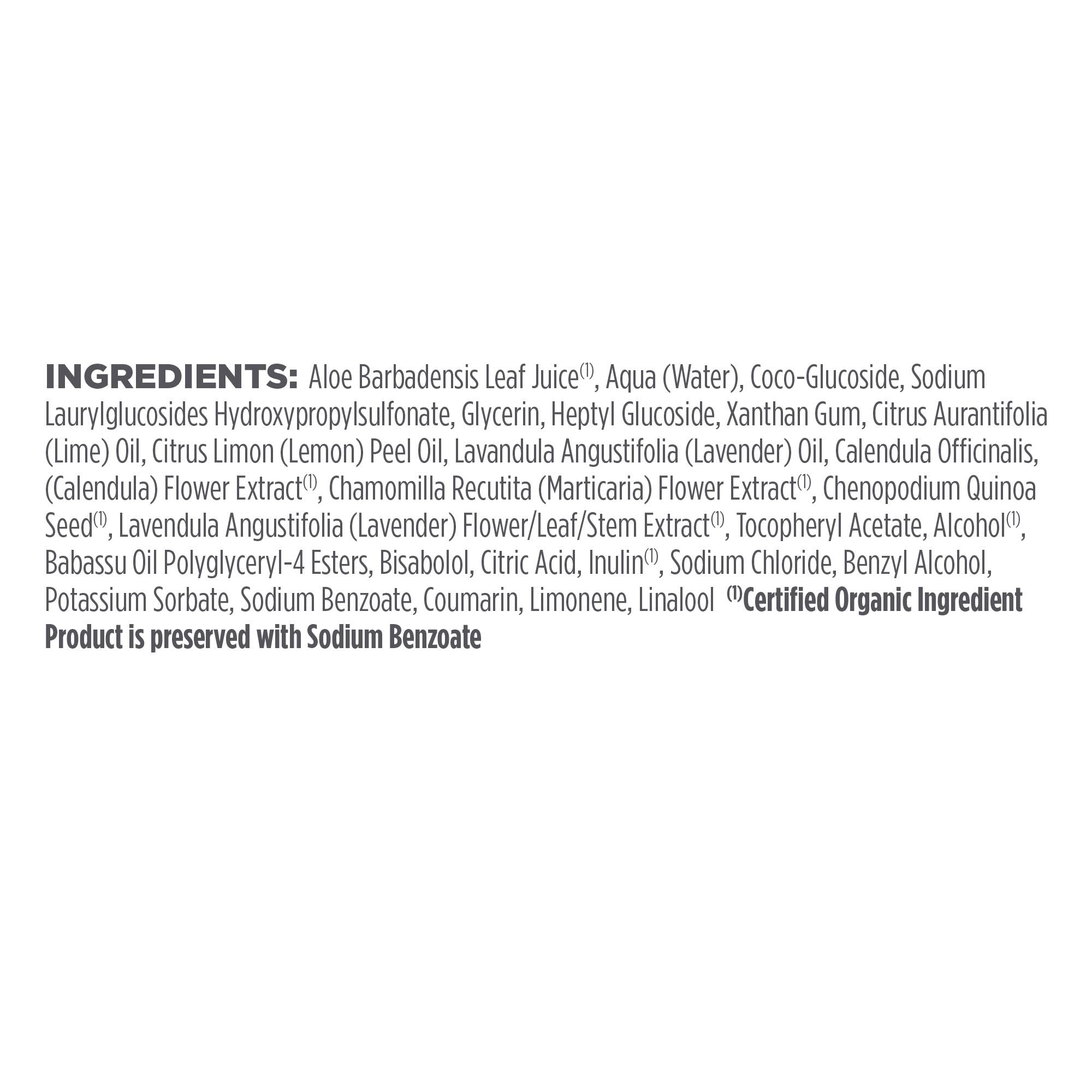 Avalon Organics Nourishing Lavender Shampoo ingredients: lavender, aloe, quinoa.