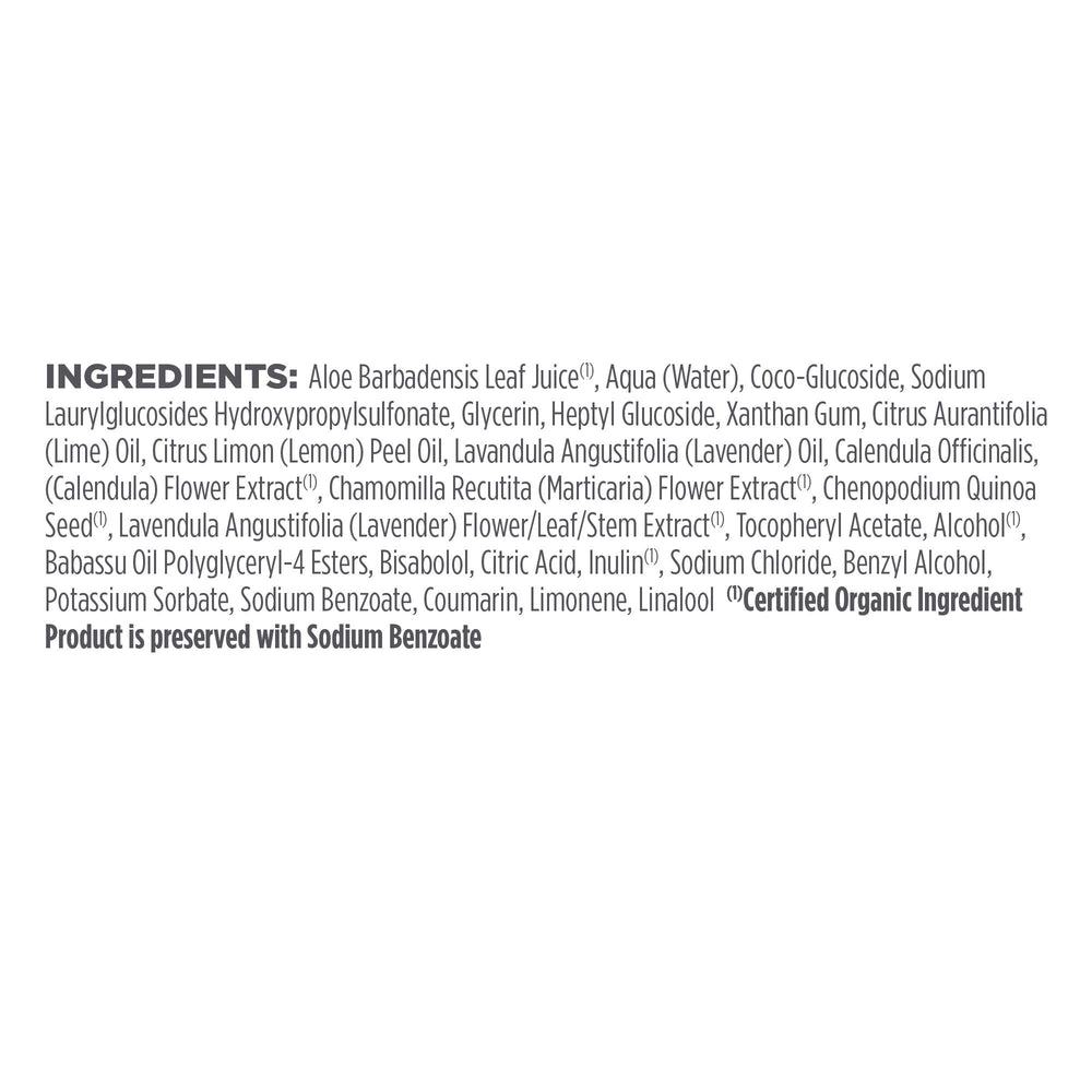 Avalon Organics Nourishing Lavender Shampoo ingredients: lavender, aloe, quinoa.