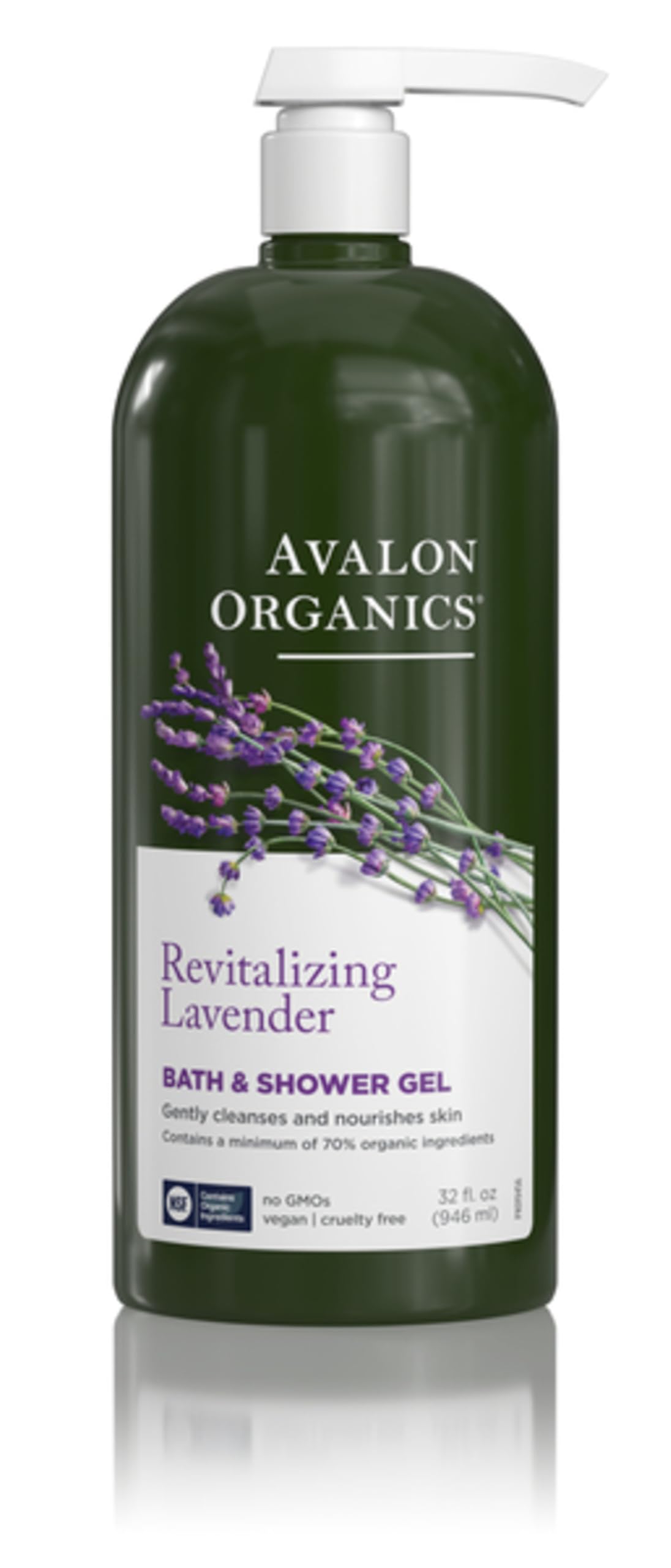 Avalon Organics Revitalizing Lavender bottle pour shows gentle cleansing for extra dry skin