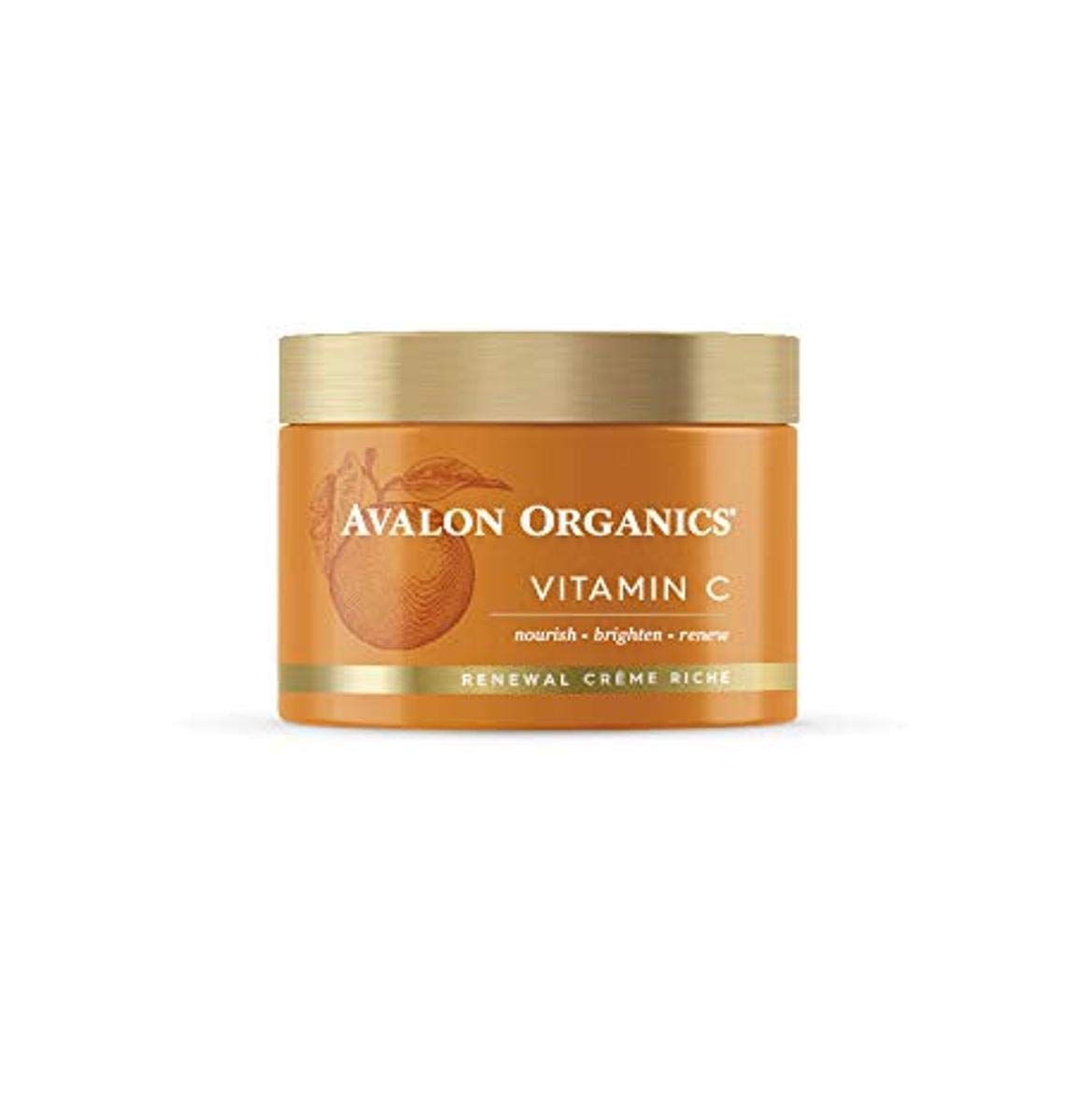 Avalon Organics Vitamin C Renewal Creme bottle demonstrates plant-based hydration for nightly renewal