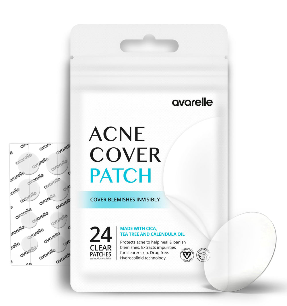 AVARELLE Acne Patch Pack Closeup demonstrates discreet blemish coverage for overnight care.