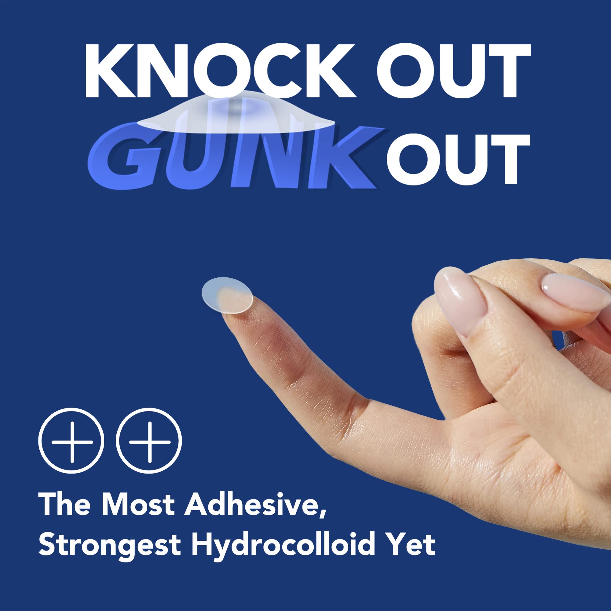 AVARELLE Gunk Out patches on face closeup, targets blemish with discreet coverage.