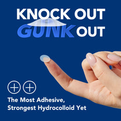 AVARELLE Gunk Out patches on face closeup, targets blemish with discreet coverage.