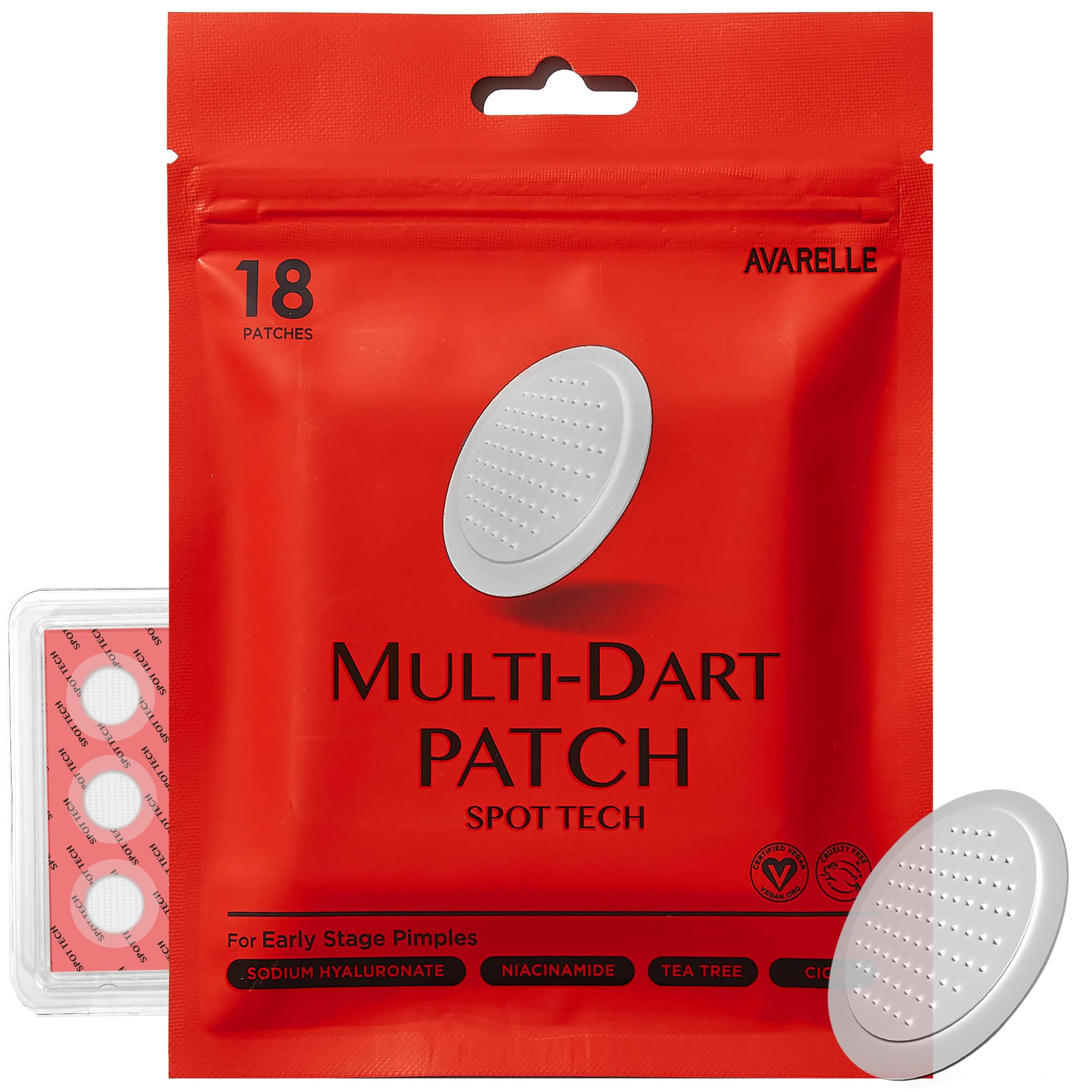 AVARELLE multi-dart patch close-up showing cone-tip microneedles for targeted delivery