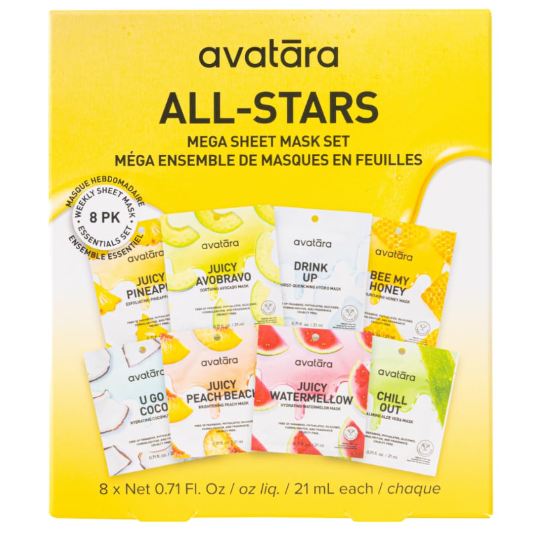 Avatara All-Stars 8-Pack Hydrating Watermelon Mask for refreshed skin