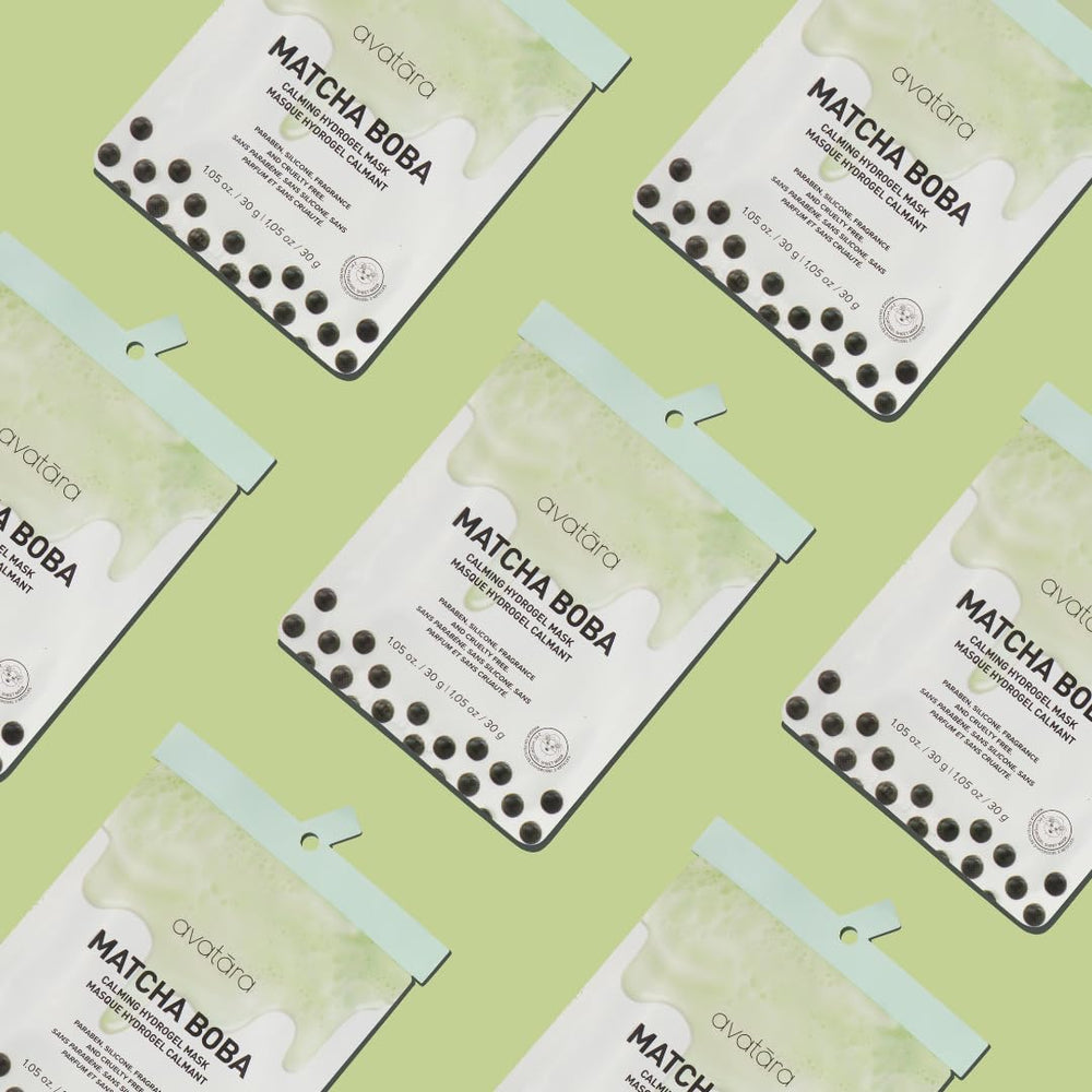 Avatara Boba Mask bundle-use visuals highlight a weekly hydration routine.
