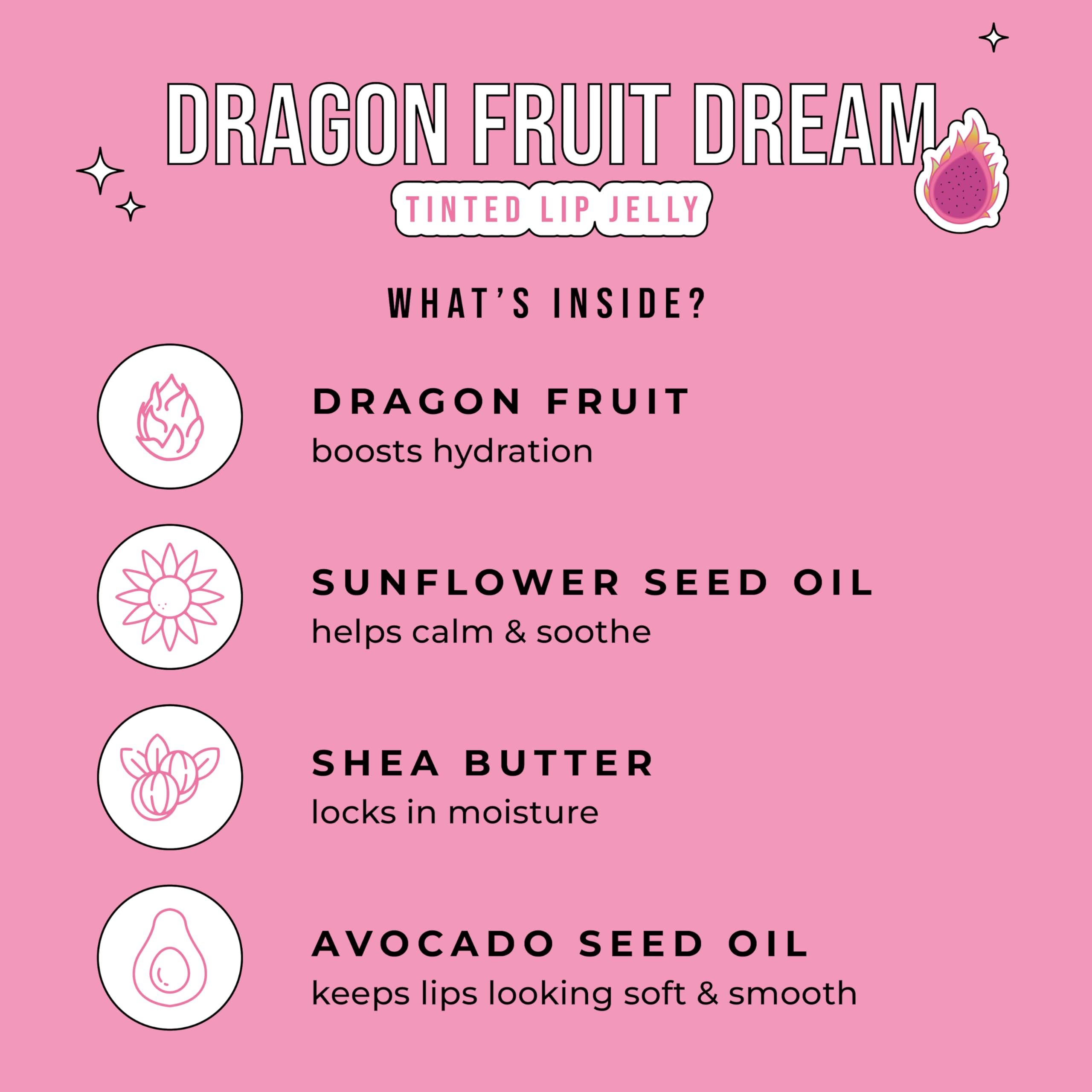 Avatara Dragonfruit Dream Tinted Lip Jelly highlights botanical ingredients for hydration
