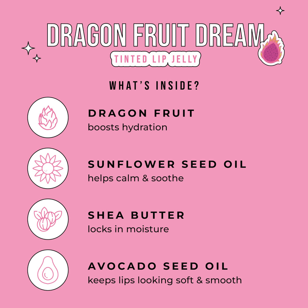Avatara Dragonfruit Dream Tinted Lip Jelly highlights botanical ingredients for hydration