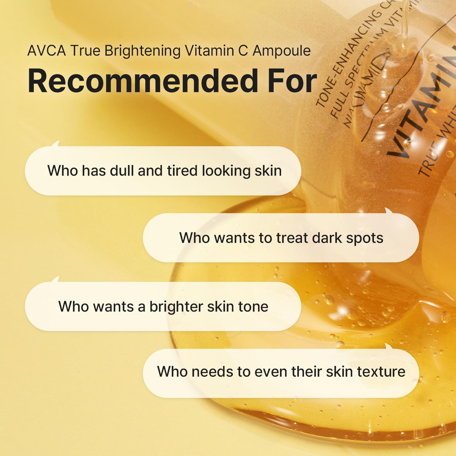AVCA serum texture closeup highlights lightweight hydration and quick absorption