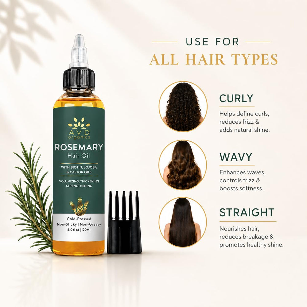 AVD ORGANICS applying oil to hair ends to show nourishment and reduced split ends