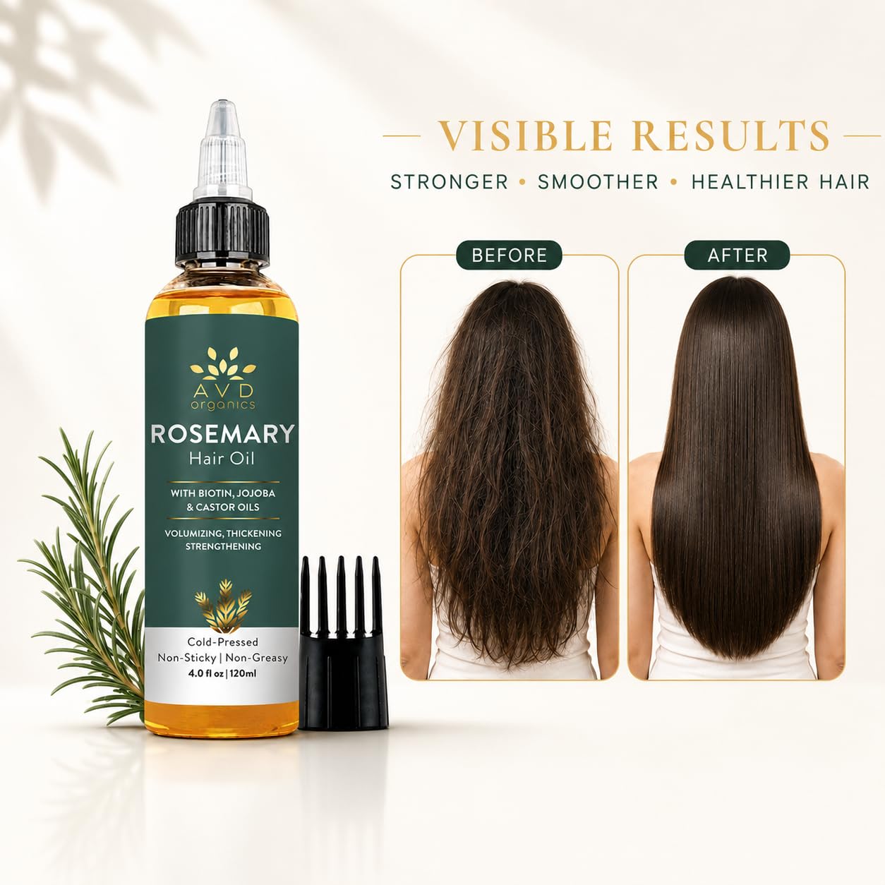 AVD ORGANICS scalp massage application illustrating targeted use and improved circulation