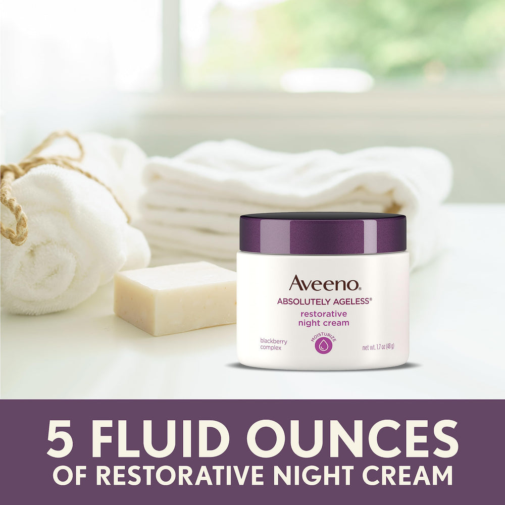 Aveeno Absolutely Ageless Restorative Night Cream applied to neck for elasticity