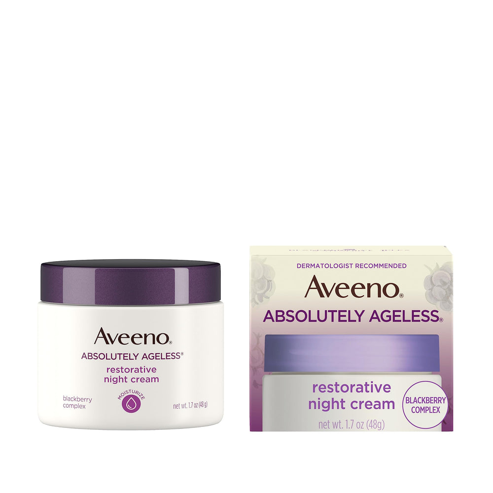 Aveeno Absolutely Ageless Restorative Night Cream texture on skin showing hydration