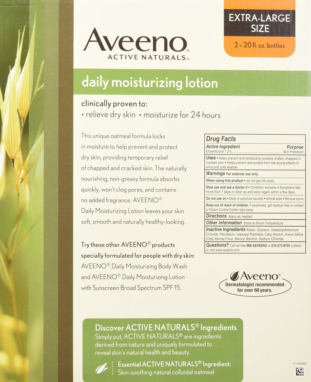 Aveeno Daily Moisturizing Lotion travel-size bottle for on-the-go skin care.