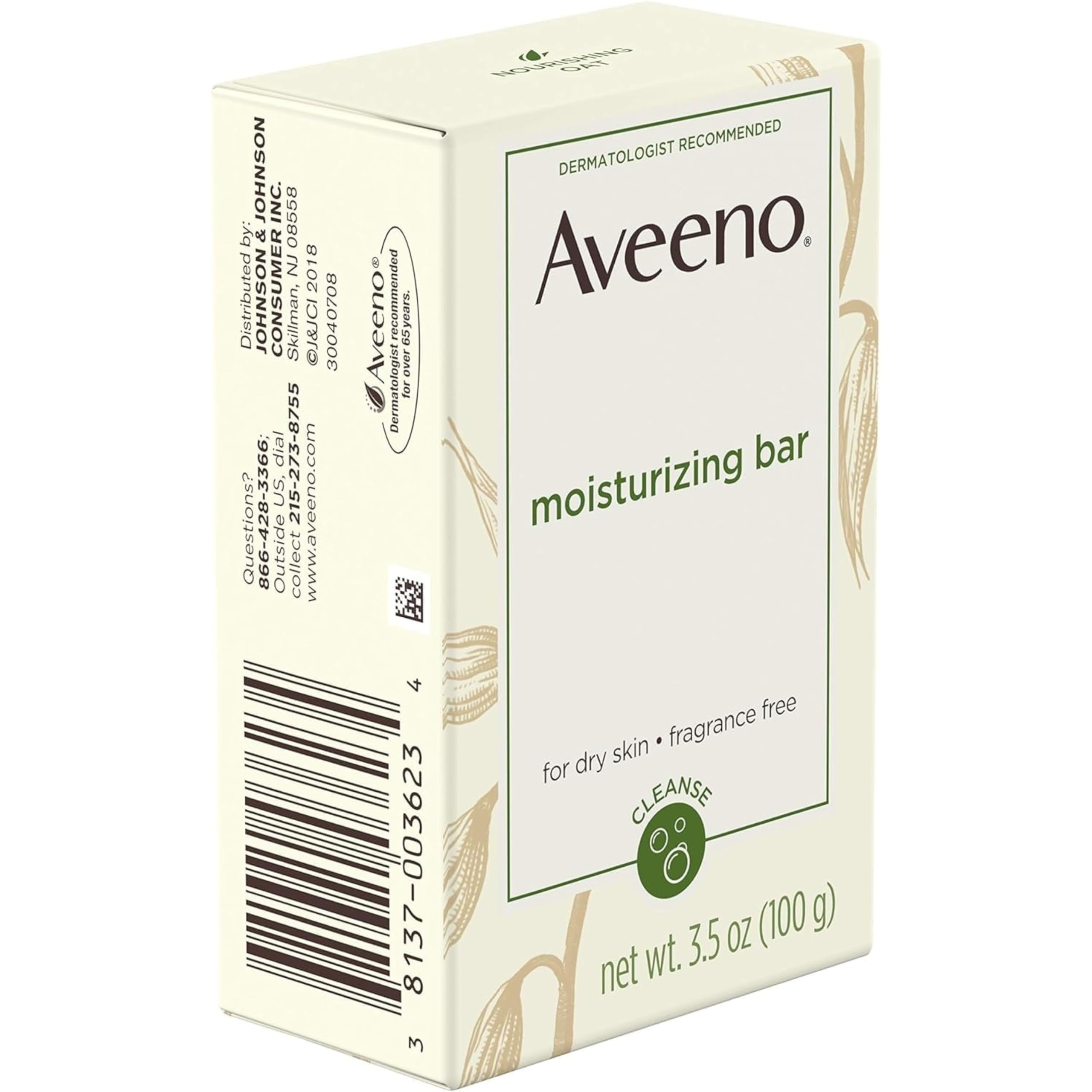 Aveeno Active Naturals pack6 packaging side view compact travel-friendly cleansing bar