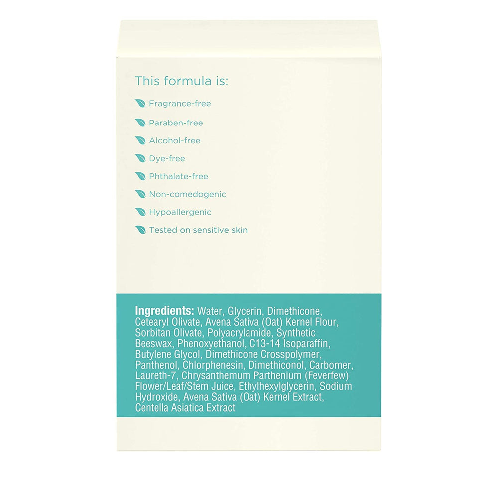 Aveeno Calm + Restore hypoallergenic formula label signals sensitive-skin friendly care.